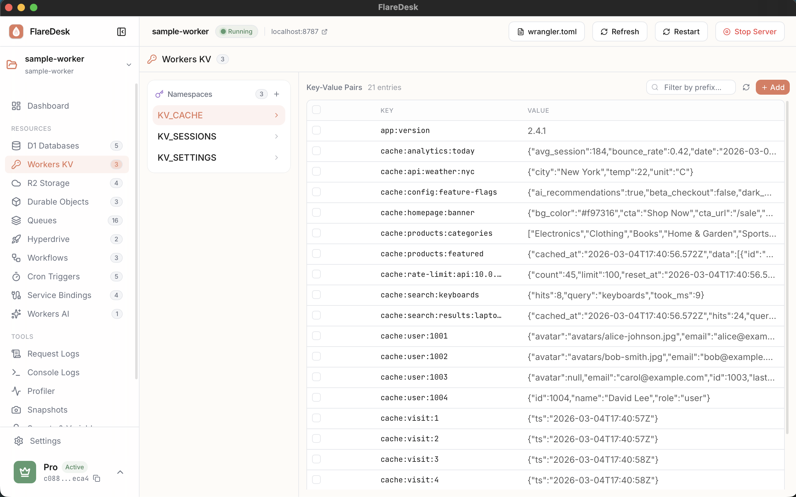 Workers KV in FlareDesk